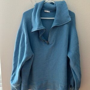 Blue Ribbed quarter zip Sweater 4x